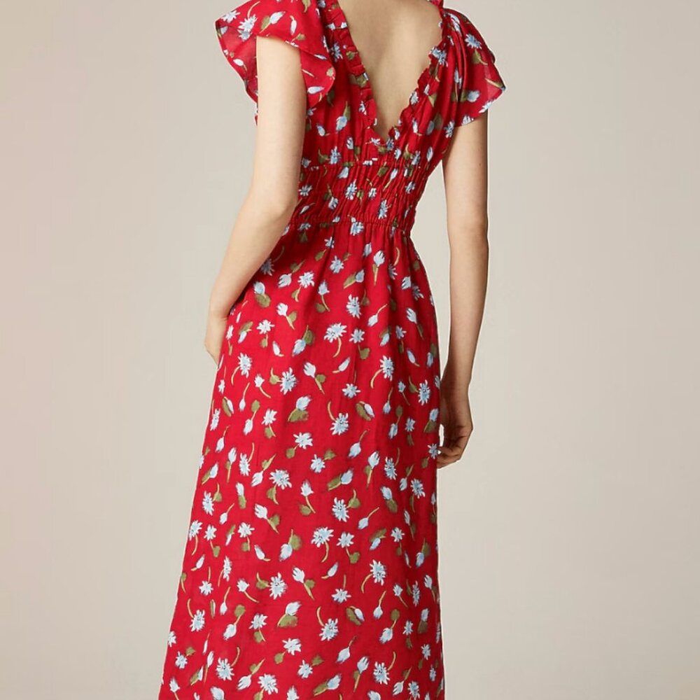 J. Crew Palermo Dress in Ramie Red Floral Size 2x - Picture 10 of 12